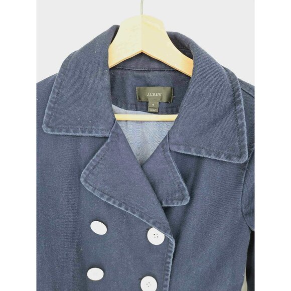 J. Crew Navy 100% Cotton Peacoat Style Blue Double Breasted Jacket Size 4 - Picture 9 of 14